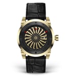 Zinvo Onyx Turbine Automatique Acier Noir Or Cuir Dateur Saphir Montre Homme