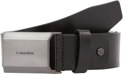 Calvin Klein Ceinture Homme Beveled Plaque Boucle Plaque, Noir (Ck Black Pebble), 125 cm