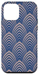 iPhone 12 mini Classic Navy and Beige Fan Art Deco Geometric Design Case