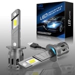 AUXIRACER Ampoule H1 LED sans Polarité,16000LM 50W 6500K Blanche Xénon 500% Lumineux Phares LED HB3 Voiture et Moto,Remplacement Halogène pour Feux de Route et de Croisement (H1)