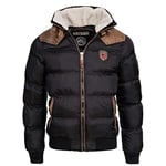 Geographical Norway Abramovitch Men - Manteau Chaud Fourrure Automne Hiver - Veste Chaude Homme Blouson Manches Longues Coupe Vent Parka Style - Cadeau Ideal Hommes (Noir L-Taille 3)