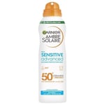 6 x Garnier Ambre Solaire Sensitive Advanced Invisible Protect Mist SPF50+ 150ml