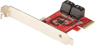 Carte PCI Express SATA 4 ports - Contrôleur PCIe SATA - ASM1166 Non-Raid - Convertisseur PCI Express 3.0 vers SATA - Connecteurs Empilés - Carte d'Extension SATA (4P6G-PCIE-SATA-CARD)