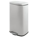 Spirella SP2711 50 Litre Kitchen Rubbish Bin Soft Close Plastic Interior with Pedal White