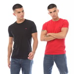 Emporio Armani Mens 2 Pack of T-Shirts in Black Red material_cotton - Size Large