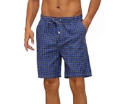 Nieery Bas de Pyjama Homme Short Pyjama Homme Pantalon Pyjama avec des poches Vêtements de nuit Short à carreaux en coton pour la maison Pantalon de Pyjama Court