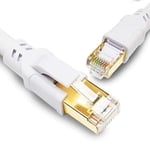 Cat 8 Câble Ethernet 5m RJ45 Câble Réseau Lan 40Gbps 2000MHz Super Débit Cable Internet Para PS5, PS4, Router, TV, Switch, Módem, PC, Laptop, Plus rapide que les Cat7/Cat6 (Blanc)