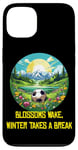 Coque pour iPhone 13 Les fleurs se réveillent avec un ballon de football cool pour le printemps