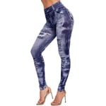 YHWW Leggings,Leggings en Jean Imitation Taille Haute Mince élastique sans Couture Grande Taille 3XL Pantalon Crayon Skinny Femme Leggings de Course d'entraînement, D 02, XXL