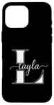 Coque pour iPhone 16 Pro Max GGT Monogramme Lettre L Layla Nom