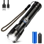 JONSDANY Lampe Torche LED 15000 Lumens, Lampe de Poche Rechargeable,Zoomable, Longue Durée, IP68 Étanche à l'Eau et 5 Modes de Fonctionnement pour les