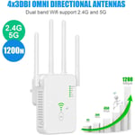 WiFi-toistin 1200 Mbps, WiFi-signaalin vahvistin, kaksitaajuinen 2,4 GHz ja 5 GHz WiFi-verkkolaajennus pitkällä