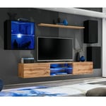 Ensemble Meuble TV "Switch XXIII" 250cm Noir & Naturel