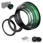 NEEWER Objectif Macro 22mm avec Anneau Adaptateur pour Photo de Près,Compatible avec Sony a5100 a6000 a6100 a6300 a6500 a6600 ZV-E10 Canon R7 R50 M200 M50 M5 M6 Kiss X10 & Objectif 49/46/40,5mm,LS-27