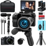 64Mp Appareil Photo Numérique Pour La Photographie 4K Vlogging Appareil Photo Pour Youtube,Zoom Numérique 16X,Wifi Et Autofocus,Microphone De L'Appareil Photo Et Trépied(S200 Dp)