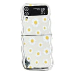 eglixu Coque plaquée de vagues de dessin animé pour Samsung Galaxy Z Flip 3/Z Flip 4 - Belle coque de protection pour téléphone - Motif de fleurs (Z Flip 3, blanc)