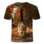 T-Shirt T-Shirt à Manches Courtes Mode Paysage et Chat été pour Hommes et Femmes T-Shirt 3DT Impression de t-Shirt surdimensionné de Chat d'arbre-L