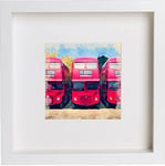 L Lumartos White Square Picture Frame - Home Décor - Wall Art - Hanging Photo Frames – Print of London The London Red Bus with Contemporary White Frame 23x23cm 111