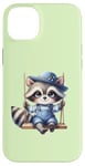 Coque pour iPhone 14 Plus Adorable raton laveur sur balançoire pour enfants