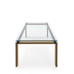 B&B Italia - Parallel Structure Glass Table, Transparent Extra Light Glass, Width: 280 cm, Brushed Light Oak Legs, Blue Painted Crosspiece - Matbord - designer_michael_anastassiades - Brun - Glas/Metall/Trä