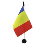 Drapeau de table Roumanie 15x10cm - PETIT Drapeaux DE BUREAU roumain 10 x 15 cm - AZ FLAG