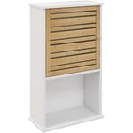 Homcom - Armoire murale salle de bain style cosy chic - porte, étagère, niche - blanc bambou