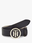 Tommy Hilfiger Round Buckle Leather Belt, Sky Captain