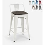 Tabouret de bar design industriel en métal bois de style steel wood top Couleur: Blanc