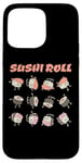 Coque pour iPhone 15 Pro Max Rouleau de sushi amusant dessin animé Kawaii Anime japonais Art Design