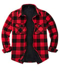 Veste chaude pour homme en flanelle entièrement doublée en polaire Sherpa, Plaid Buffalo rouge, Medium