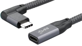USB-C 3.2 Gen.2 forlængerkabel - 5A/100W - Vinklet - 0.20 m