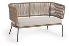 Kave Home Nadin Loungesofa, Beige rep/Galvanisert stålben