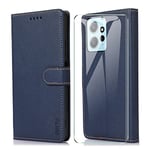 SMYTU Coque pour Xiaomi Redmi Note 12 4G (6.67") + Verre Trempé,Protection Portefeuille Case Cover de Magnétique for Xiaomi Redmi Note 12 4G,Housse en Cuir Case Xiaomi Redmi Note 12 4G - Bleu