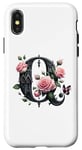 Coque pour iPhone X/XS Letter Q Initial Floral Monogram Rose Pink Flower Butterfly