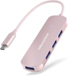 Adaptateur Usb C Hub 4 Ports De Type C 3.0 Pour Ordinateur Portable,Plusieurs Ports Usb C Vers Usb C Compatible Avec Macbook Mac Mini Surface Pro Ps4 Pc Flash Drive Mobile Hdd(Rose-C-3.0)