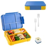 Lunch Box, Boîte à goûter pour enfants avec compartiments, Boite à Repas 1330ML Avec 6 Compartiments et Couverts, Boîte à Déjeuner en Plastique pour Enfant Adulte, Sans BPA, pour Micro-Ondes