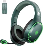 Casque Bluetooth, 2.4Ghz Casque Gaming sans Fil, Bluetooth pour Téléphone/Ordinateur Portable, Dongle 2.4Ghz pour PC/PS4/PS5/TV/Switch, Micro Antibruit, Batterie 30 H, Lumière LED