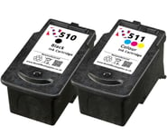 PG-510 Black & CL-511 Colour Refilled Ink Cartridges For Canon Pixma MP272