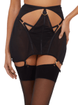 Wolf & Whistle Emilia Mesh Cut Out Double Ring Girdle, Black