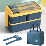 Tohoee Boite Bento Lunch Box 1400ml Boite Repas Box Enfant Adulte 3 Compartiments Boîte à Lunch Sans BPA avec Couverts et Sac Thermique Micro-ondables pour Le Pique-Nique l'école Le Travail