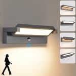 Applique Murale Extérieur/intérieur avec Détecteur de Mouvement,36W Moderne Éclairage Lampe avec Led Panneau Rotatif Imperméable IP65 3000K blanc chaud,Luminaire Murale pour Entrée Jardin,Gris Foncé