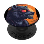 Loup-garou amusant avec lunettes de soleil pour les amateurs de loups-garous PopSockets PopGrip Adhésif