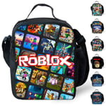 Roblox tryckt barn isolerad lunchväska, skolpicknick crossbody isolerad tote väska för pojkar flickor D