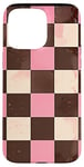 Coque pour iPhone 15 Pro Max Rose Pop Art Carreaux Marron Design Classique