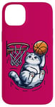 Coque pour iPhone 14 Plus Belle idée cadeau design drôle chat qui fait du basketball