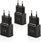 3 Pack Chargeur Rapide Pour Samsung Galaxy S21 S20 S10 S9 S8 S7 S6 Edge/Plus/Active A15 A12 A13 A14 A20e A51 Note 8 Et Autres Smartphones, Charge Rapide Usb Telephone Prise Secteur Adaptateur