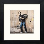 Lumartos, Banksy Steve Jobs Contemporary Home Decor Wall Art Watercolour Print, Black Wood Frame, 12 x 12 Inches