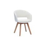 Chaise scandinave en tissu effet laine bouclée blanc et bois clair massif prisma