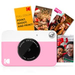 KODAK Printomatic Full-Color Instant Print Digital Camera - Zink 2x3" Sticky-Back Photo Paper - 5MP, Portable, Creative Fun Gift for Birthday, Christmas, Holiday - Pink