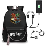 Harry Potter Ryggsäck USB Laddningsbar Skolväska Oxford Tyg Skolväska Student Skolväska H